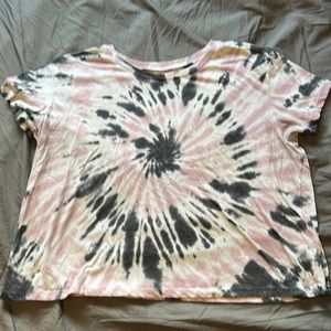 Pink/Grey Tie-Dye Cropped Tee